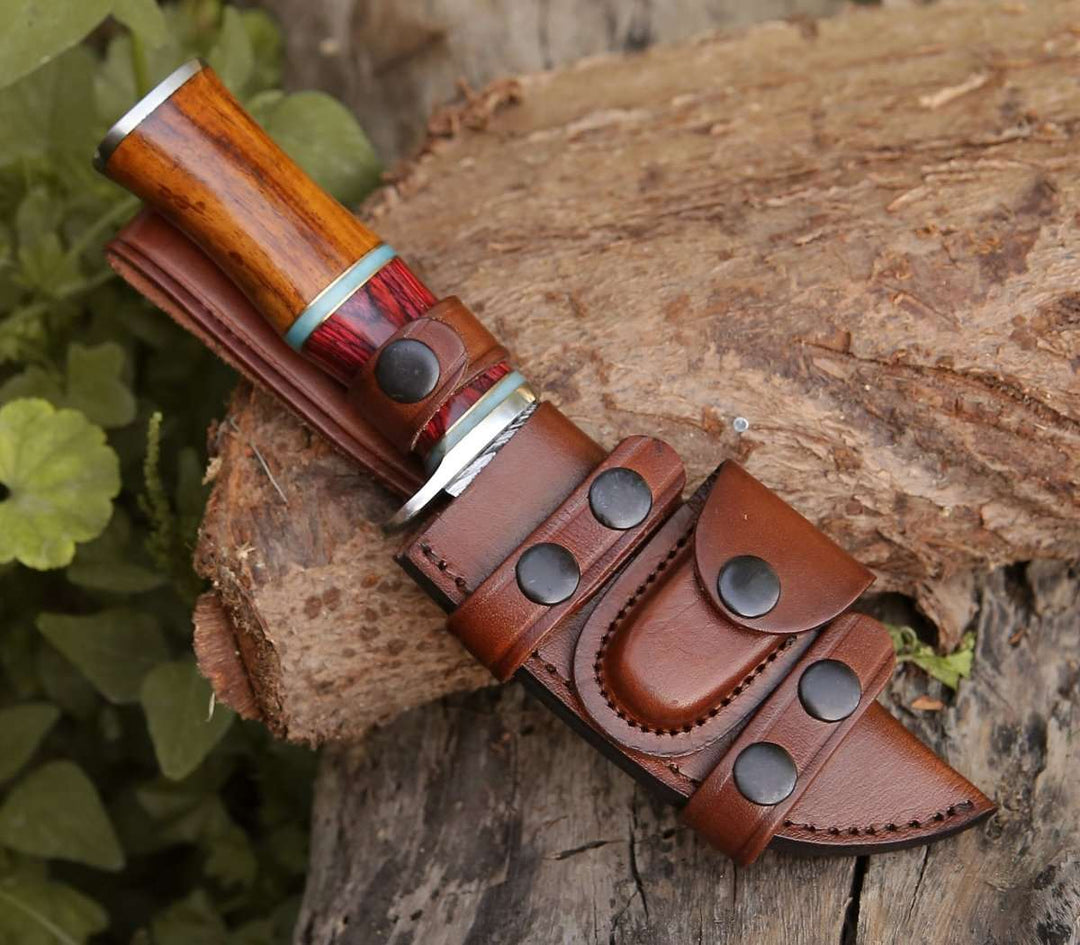 Mirage Damascus Hunting Knife with Rosewood Handle - Shokunin USA