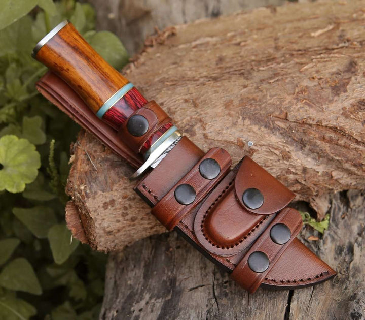 Mirage Damascus Hunting Knife with Rosewood Handle - Shokunin USA