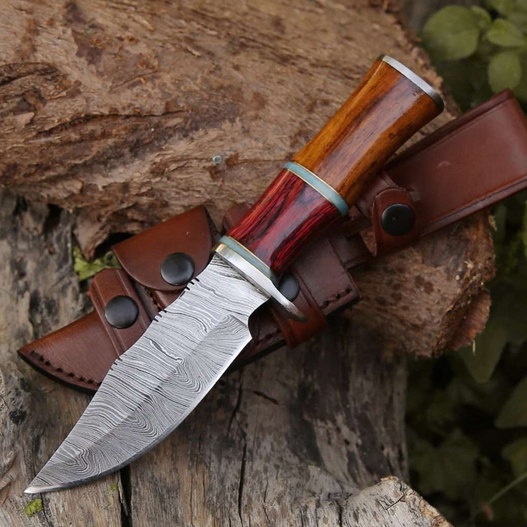 Mirage Damascus Hunting Knife with Rosewood Handle - Shokunin USA