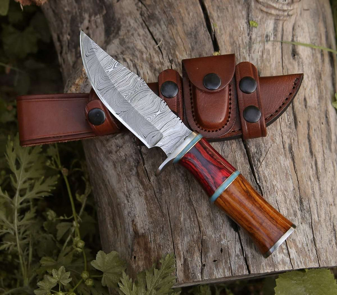 Mirage Damascus Hunting Knife with Rosewood Handle - Shokunin USA