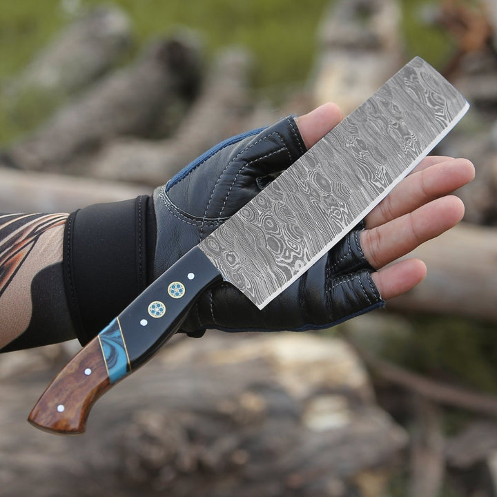 Mist Damascus Nakiri Knife with Rosewood &amp; Resin Handle - Shokunin USA