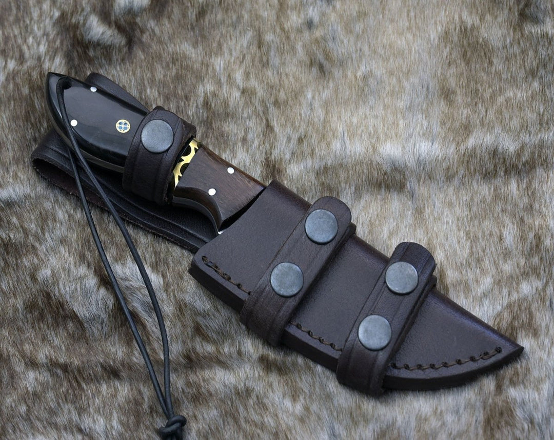 Utility Knife - Oathkeeper Deer Skinning Knife with Horn &amp; Rosewood Handle - Shokunin USA