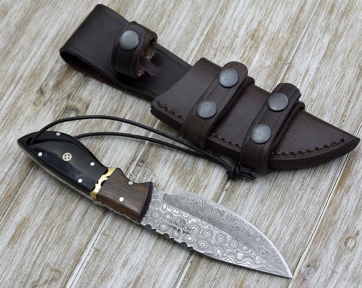 Utility Knife - Oathkeeper Deer Skinning Knife with Horn &amp; Rosewood Handle - Shokunin USA