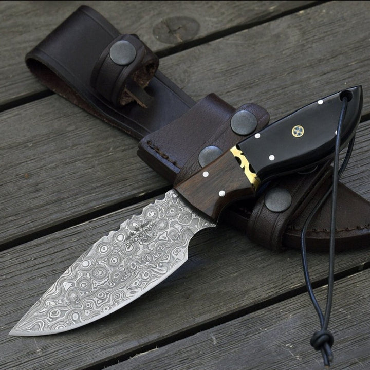 Utility Knife - Oathkeeper Deer Skinning Knife with Horn &amp; Rosewood Handle - Shokunin USA
