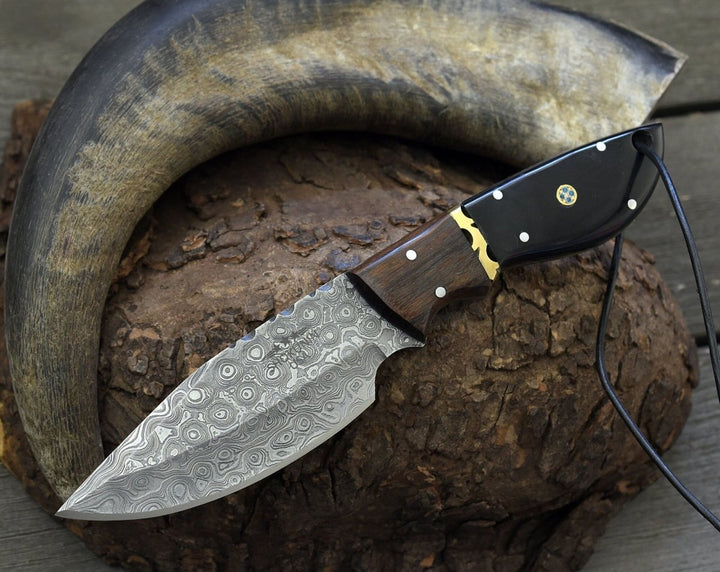 Utility Knife - Oathkeeper Deer Skinning Knife with Horn &amp; Rosewood Handle - Shokunin USA