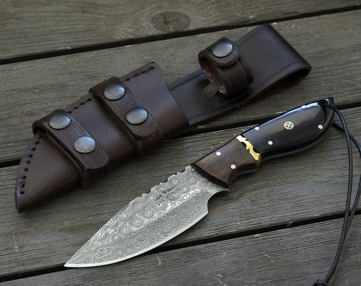 Utility Knife - Oathkeeper Deer Skinning Knife with Horn &amp; Rosewood Handle - Shokunin USA