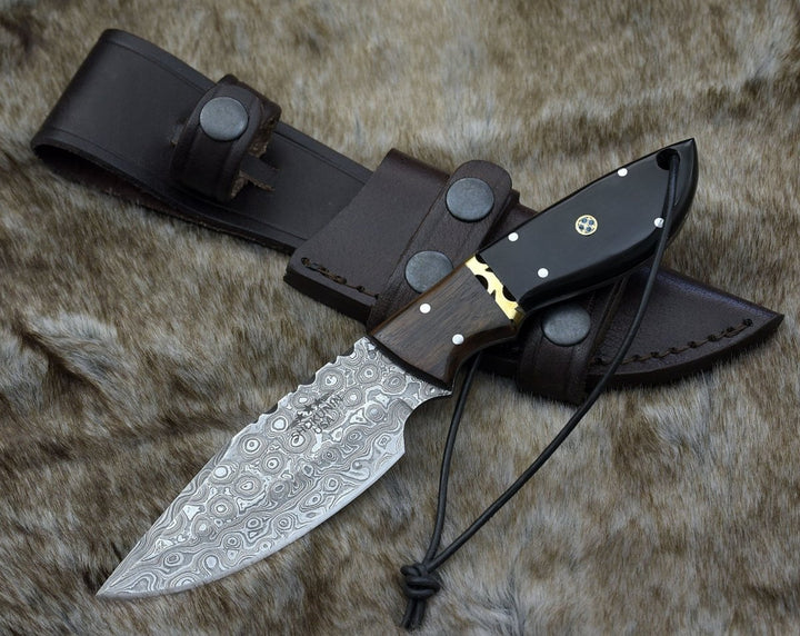 Utility Knife - Oathkeeper Deer Skinning Knife with Horn &amp; Rosewood Handle - Shokunin USA