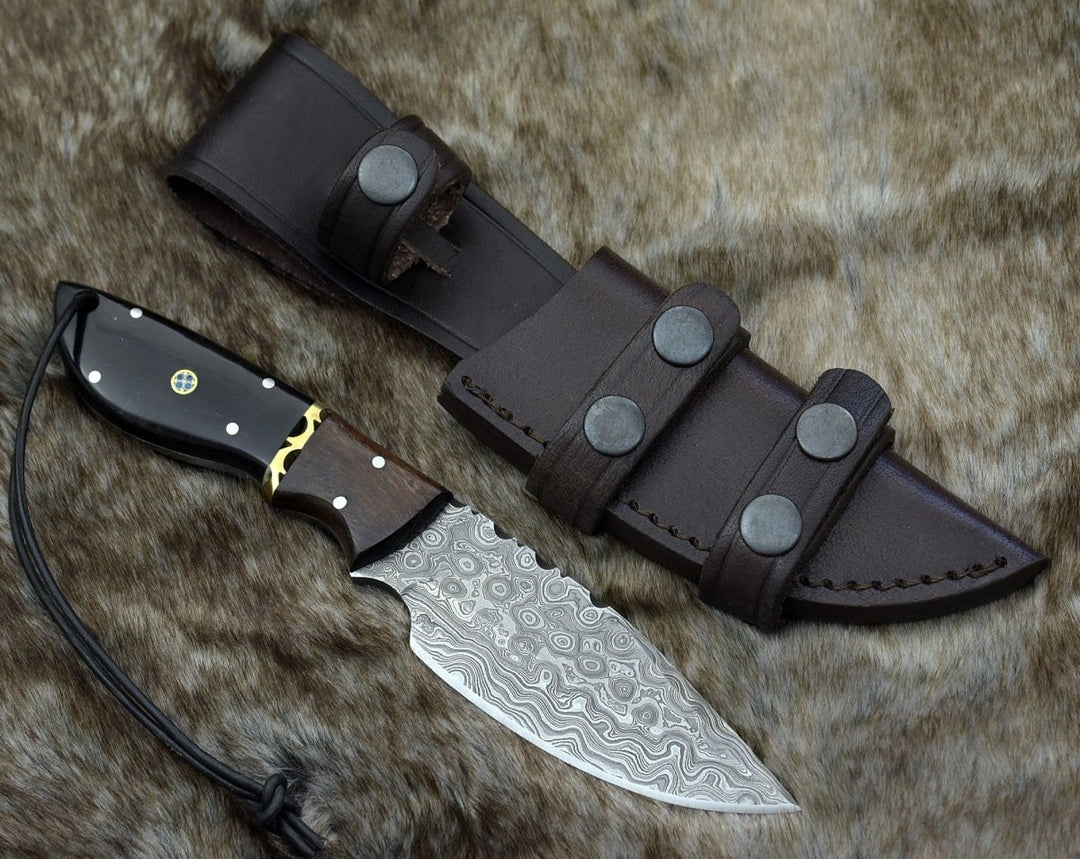 Utility Knife - Oathkeeper Deer Skinning Knife with Horn &amp; Rosewood Handle - Shokunin USA