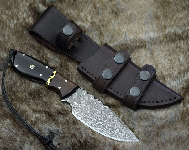 Utility Knife - Oathkeeper Deer Skinning Knife with Horn &amp; Rosewood Handle - Shokunin USA
