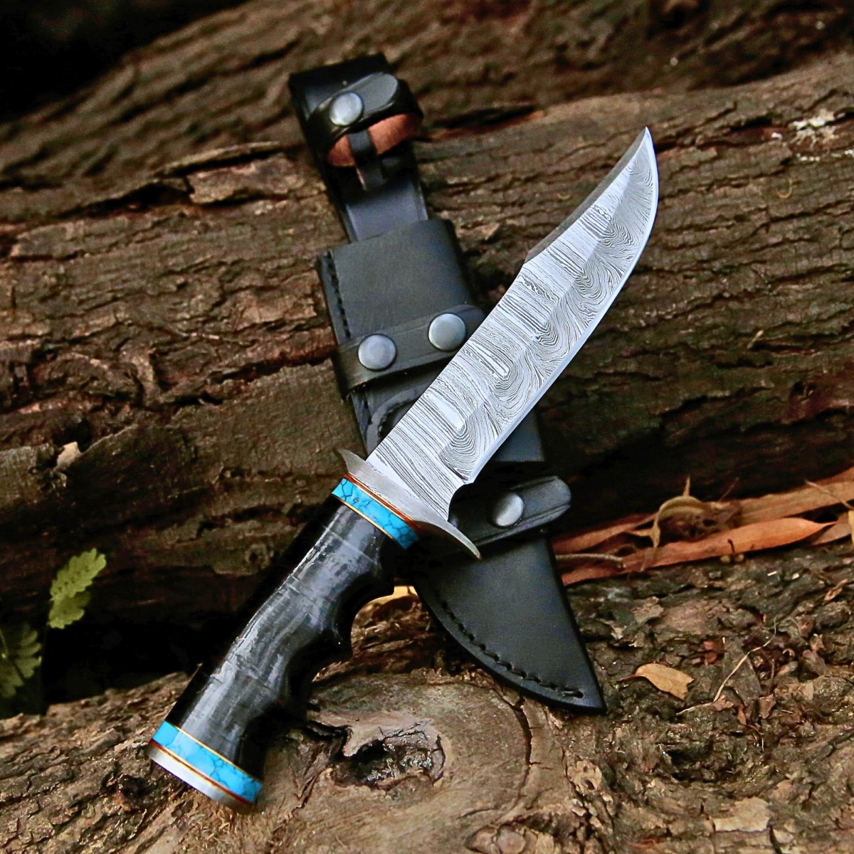 Phantom Hunting & Survival Bowie Knife with Stacked Leather Handle - Shokunin USA