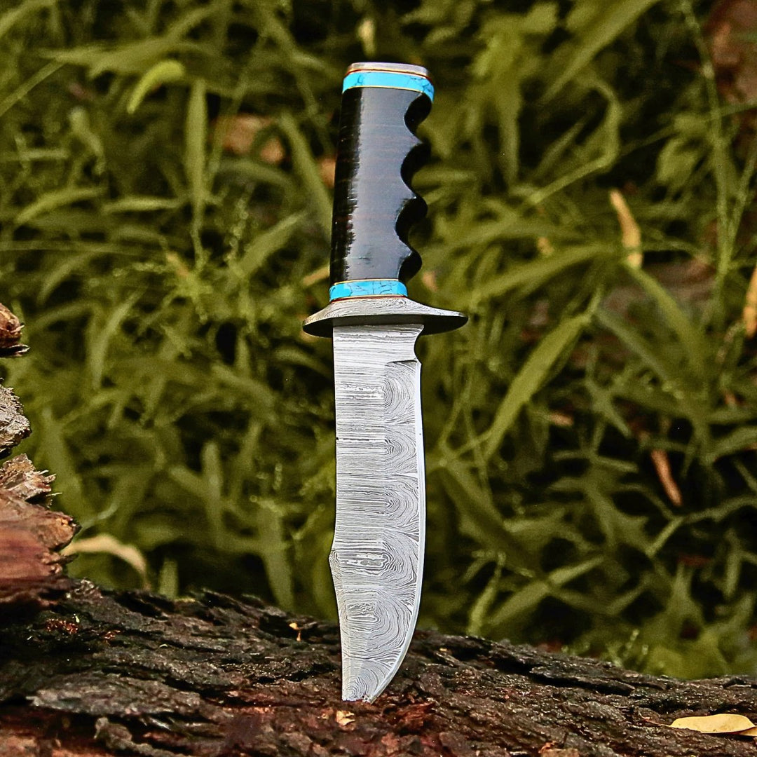 Phantom Hunting &amp; Survival Bowie Knife with Stacked Leather Handle - Shokunin USA