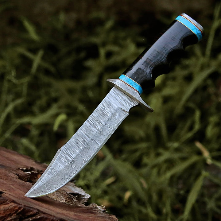 Phantom Hunting &amp; Survival Bowie Knife with Stacked Leather Handle - Shokunin USA