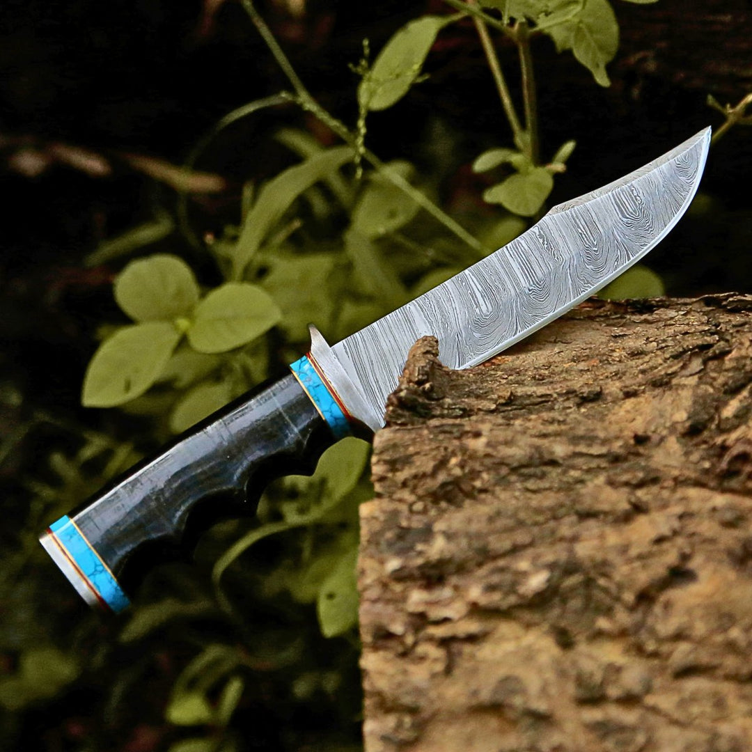 Phantom Hunting &amp; Survival Bowie Knife with Stacked Leather Handle - Shokunin USA