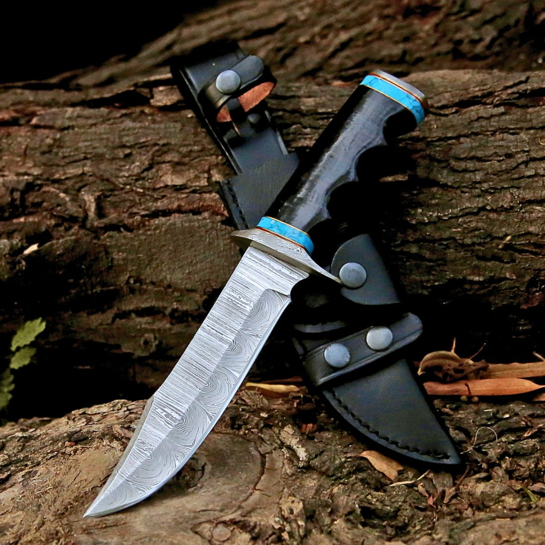 Phantom Hunting & Survival Bowie Knife with Stacked Leather Handle - Shokunin USA