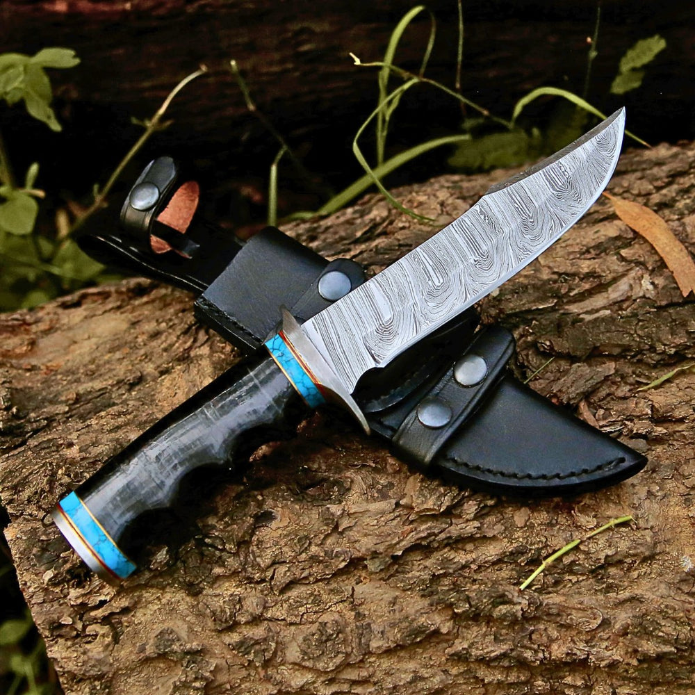Phantom Hunting & Survival Bowie Knife with Stacked Leather Handle - Shokunin USA