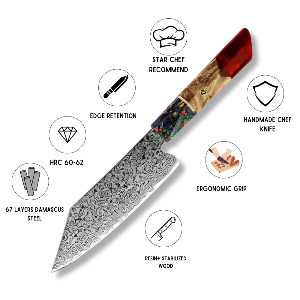 Pristine VG10 Chef Knife 10.5" with Exotic Olive Wood &amp; Resin Handle - Shokunin USA