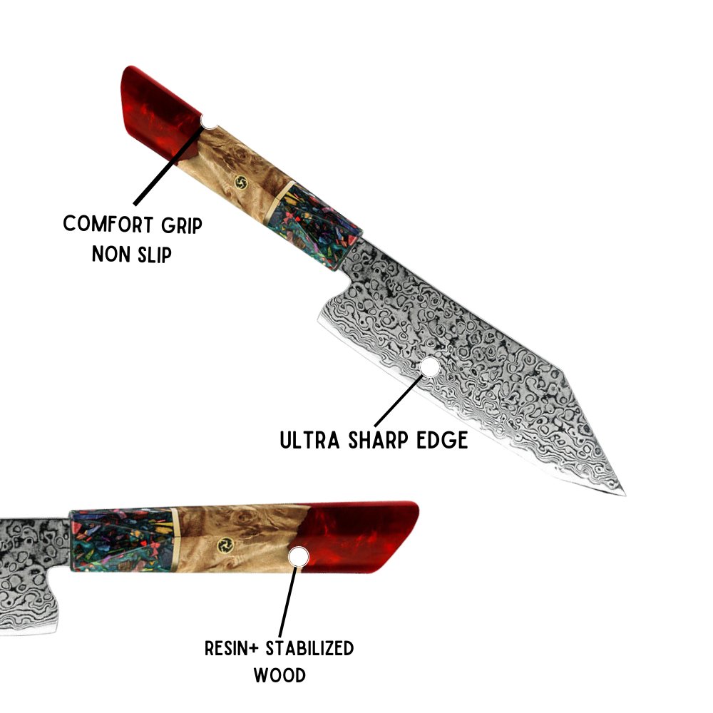 Pristine VG10 Chef Knife 10.5" with Exotic Olive Wood &amp; Resin Handle - Shokunin USA