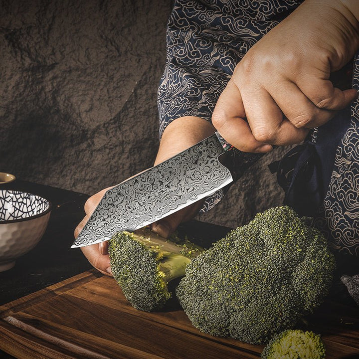 Pristine VG10 Chef Knife 10.5" with Exotic Olive Wood &amp; Resin Handle - Shokunin USA