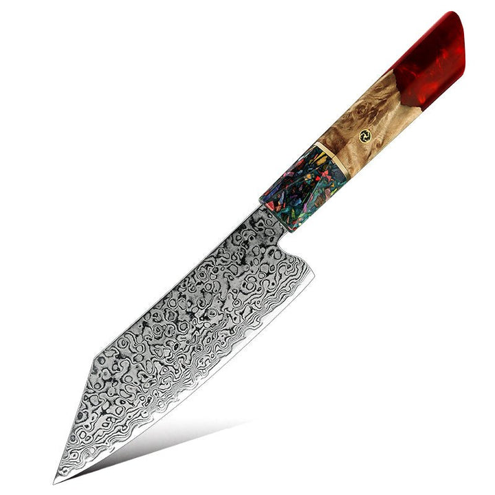 Pristine Japanese Chef Knife Set with VG-10 Damascus Steel Exotic Stabilized Olive Wood Handle &amp; Sheath - Shokunin USA