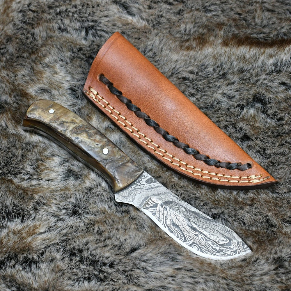 Utility Knife - Pulse Skinner Knife with Ram Horn Handle - Shokunin USA