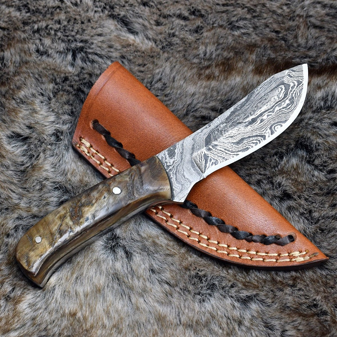 Utility Knife - Pulse Skinner Knife with Ram Horn Handle - Shokunin USA