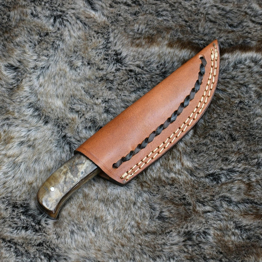 Utility Knife - Pulse Skinner Knife with Ram Horn Handle - Shokunin USA