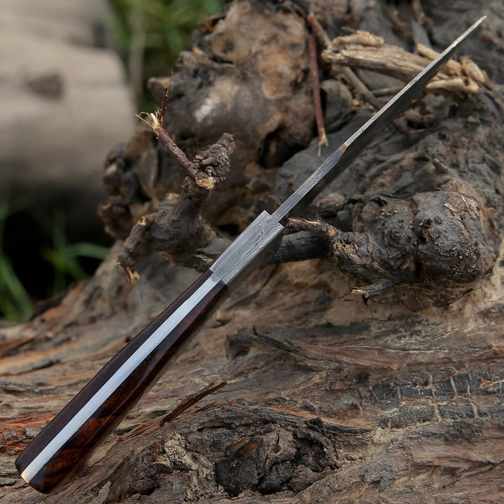 Radiant Damascus Hunting Knife with Rosewood Handle - Shokunin USA