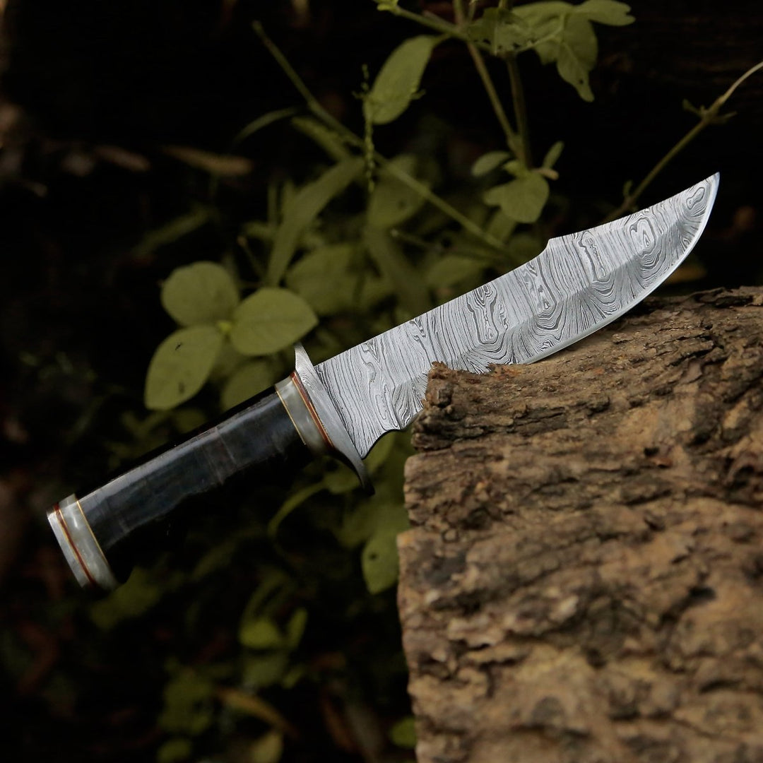 Soul Sniper Bowie Knife with Mother of Pearl &amp; Stacked Leather Handle - Shokunin USA