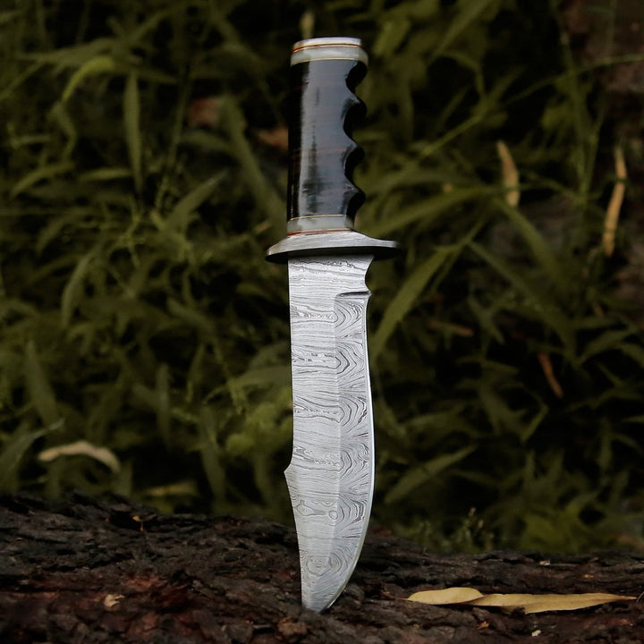 Soul Sniper Bowie Knife with Mother of Pearl &amp; Stacked Leather Handle - Shokunin USA