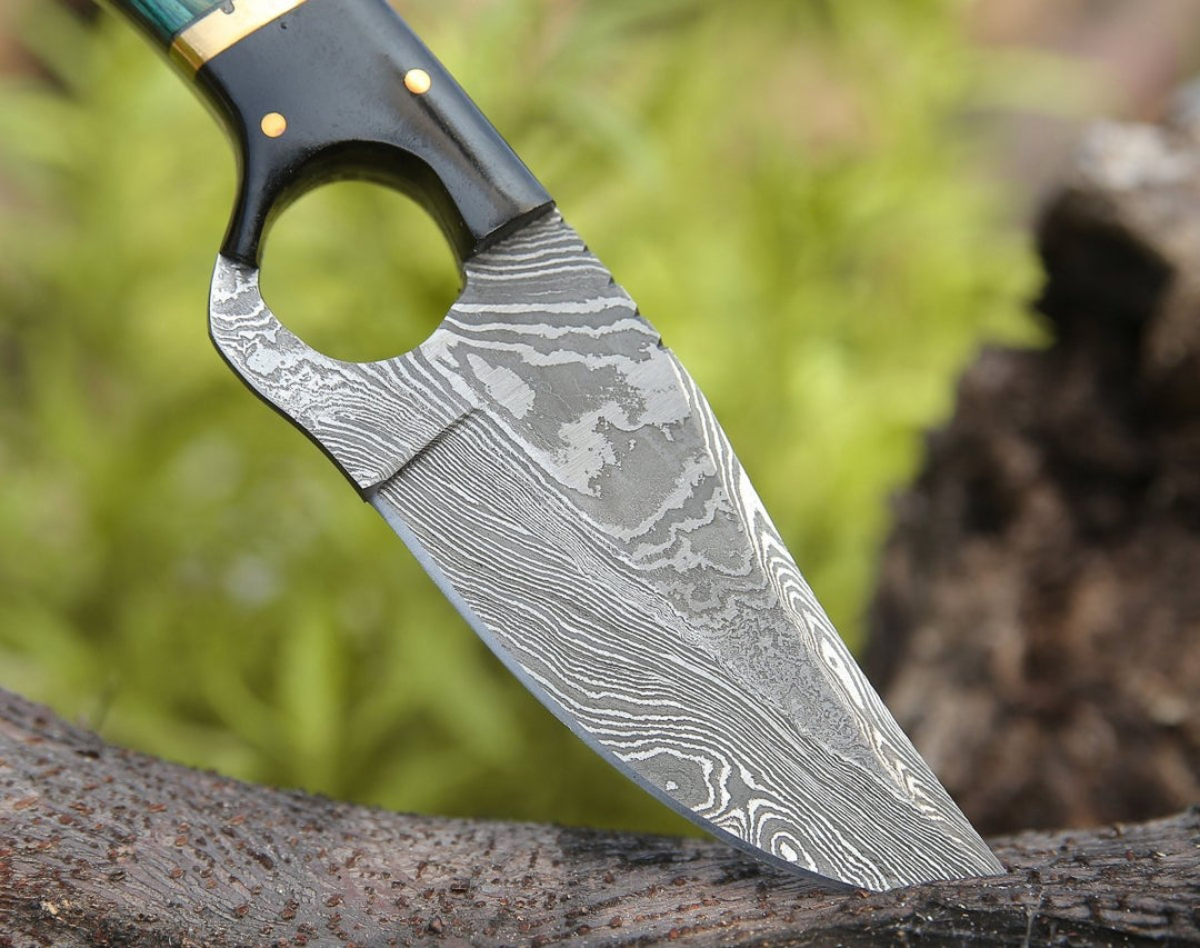 Spark Damascus EDC Knife with Micarta &amp; Pakkawood Handle - Shokunin USA