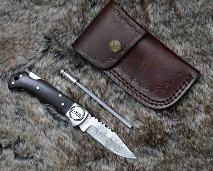 Pocket knife. - Starshard Damascus Pocket Knife with Exotic Wenge Wood Handle - Shokunin USA