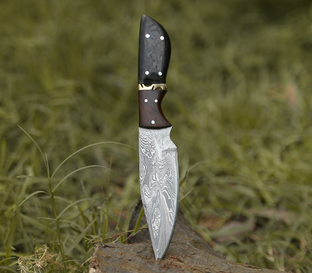 Trailseeker Every Day Carry Knife with Ram Horn &amp; Rosewood Handle - Shokunin USA
