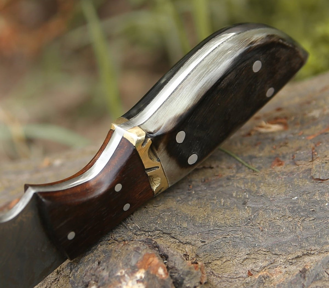 Trailseeker Every Day Carry Knife with Ram Horn &amp; Rosewood Handle - Shokunin USA