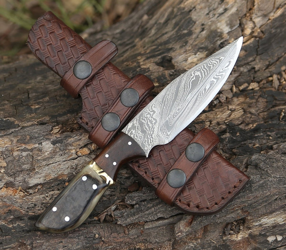 Trailseeker Every Day Carry Knife with Ram Horn & Rosewood Handle - Shokunin USA