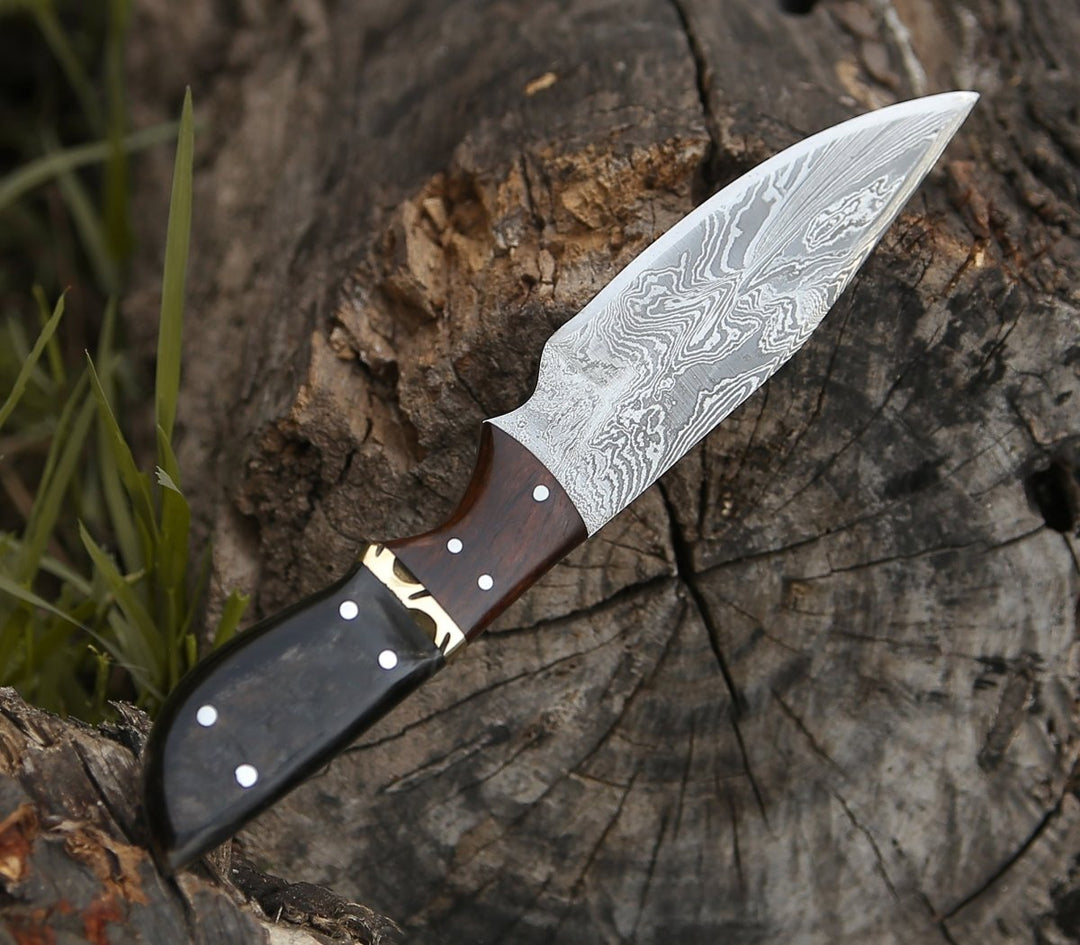 Trailseeker Every Day Carry Knife with Ram Horn &amp; Rosewood Handle - Shokunin USA