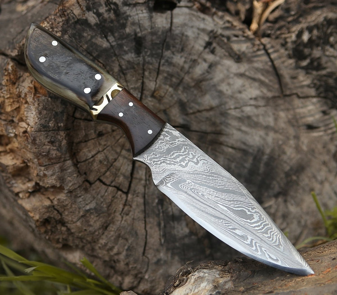 Trailseeker Every Day Carry Knife with Ram Horn &amp; Rosewood Handle - Shokunin USA