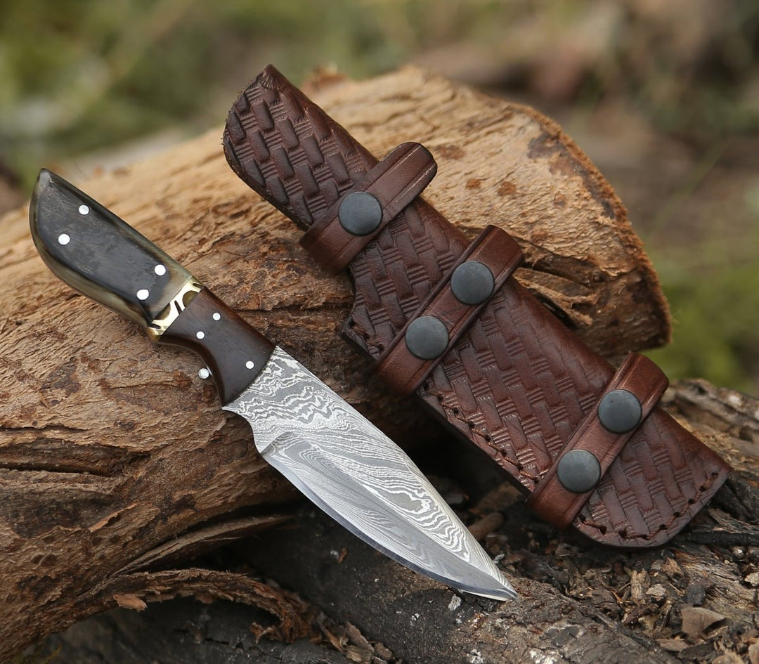Trailseeker Every Day Carry Knife with Ram Horn &amp; Rosewood Handle - Shokunin USA