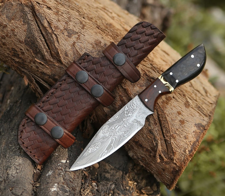Trailseeker Every Day Carry Knife with Ram Horn &amp; Rosewood Handle - Shokunin USA