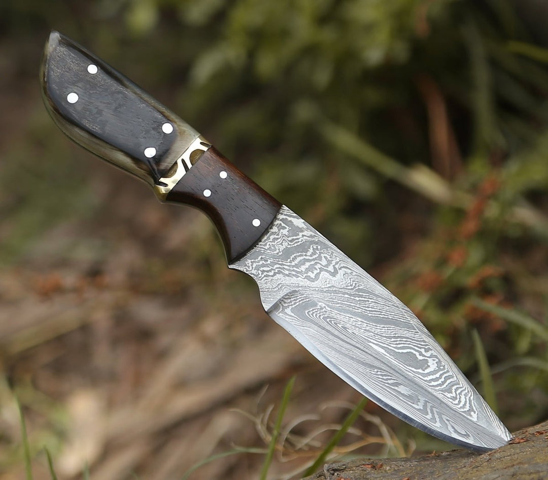Trailseeker Every Day Carry Knife with Ram Horn &amp; Rosewood Handle - Shokunin USA